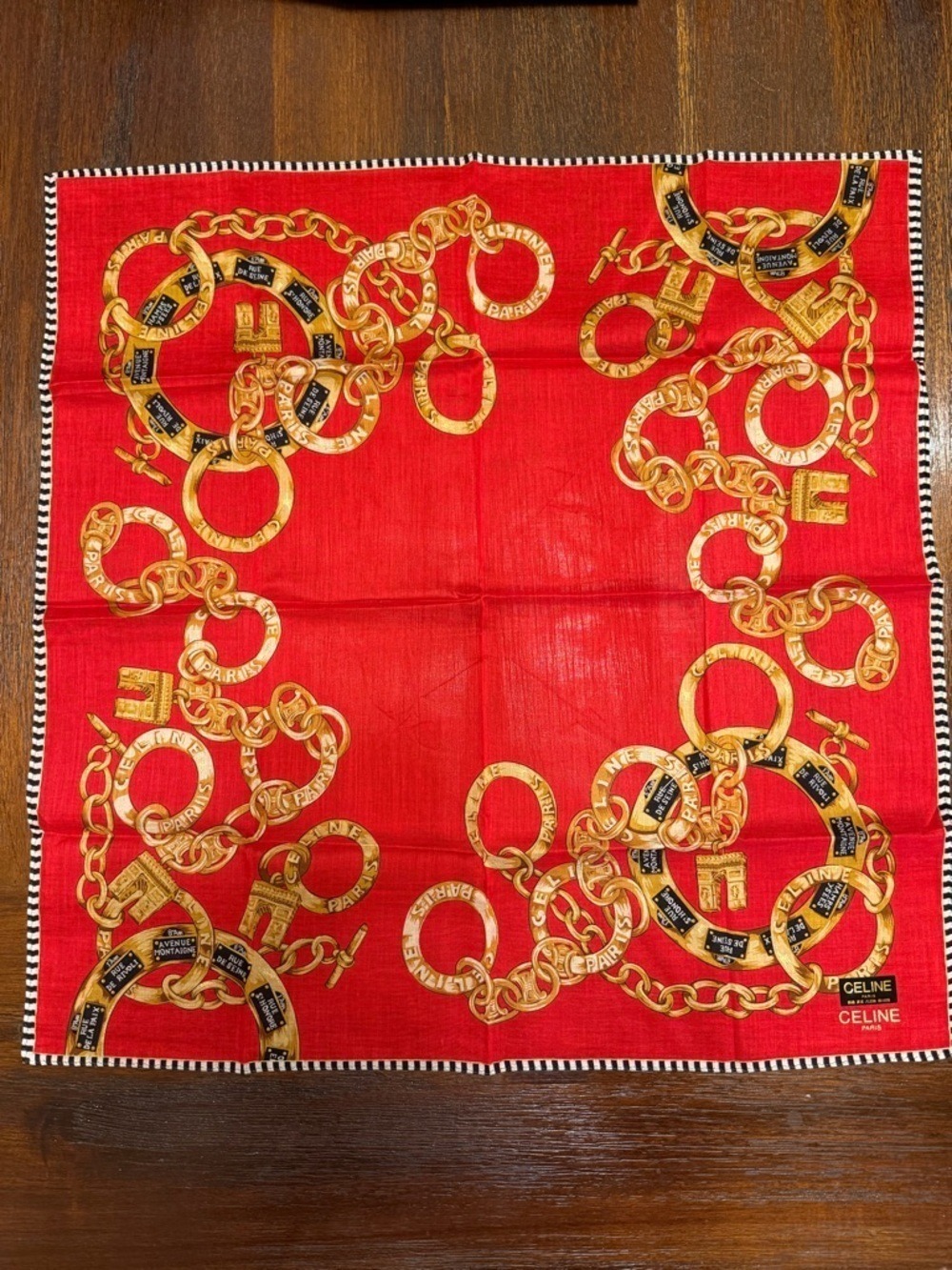Celine Chain Design Silk Scarf with COA NWOT - Picture 2 of 7